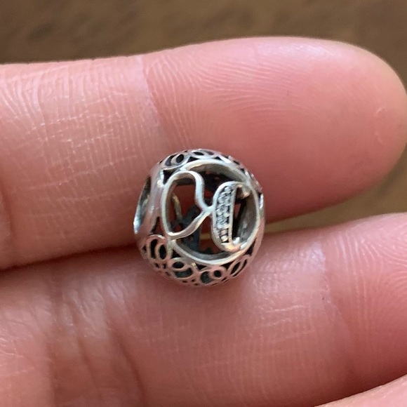 Retired Pandora Vintage K Charm - Silver Bead Alphabet - Picture 2 of 7